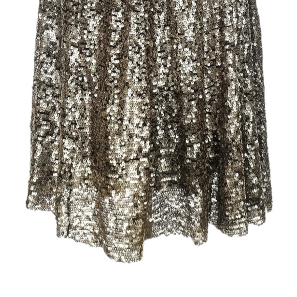 Maeve Anthropologie Sequin Midi Skirt NWT Small Carbon Black Gold Party Holiday - Picture 4 of 10